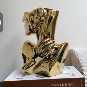 Flower Vase Face Pots Bust Head Shaped Decoration (Gold)